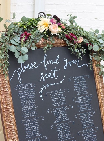 plan de table sur ardoise mariage vintage