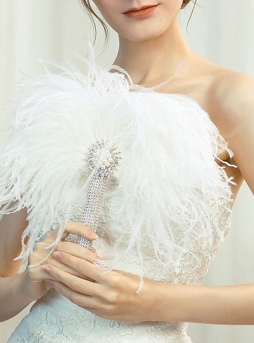 bouquet mariée plume autruche blanche