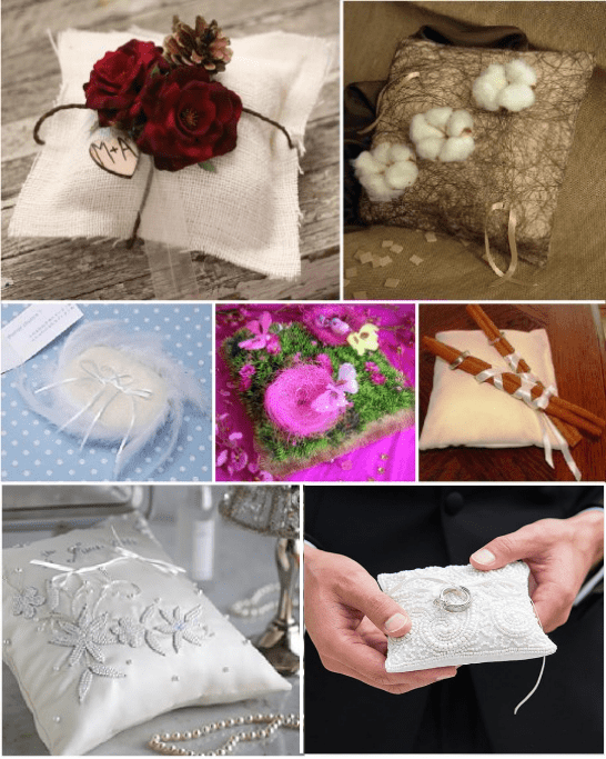 porte alliances coussin alliances coton fleurs sechees plume canelle perles