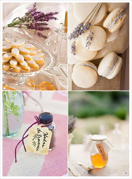 decoration mariage provence cadeaux invités calisson herbes de provence macaron lavande pot de miel