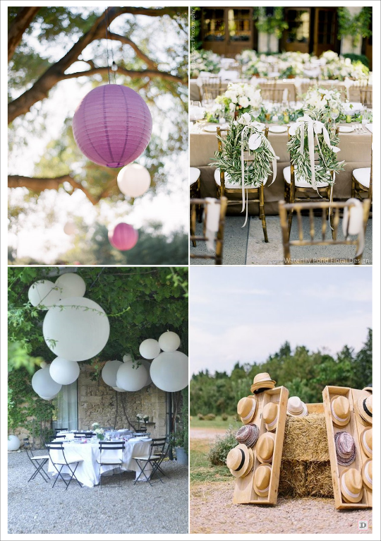 decoration mariage provence decoration salle lampion en papier ballons geantrosacefleur pompons chapeau