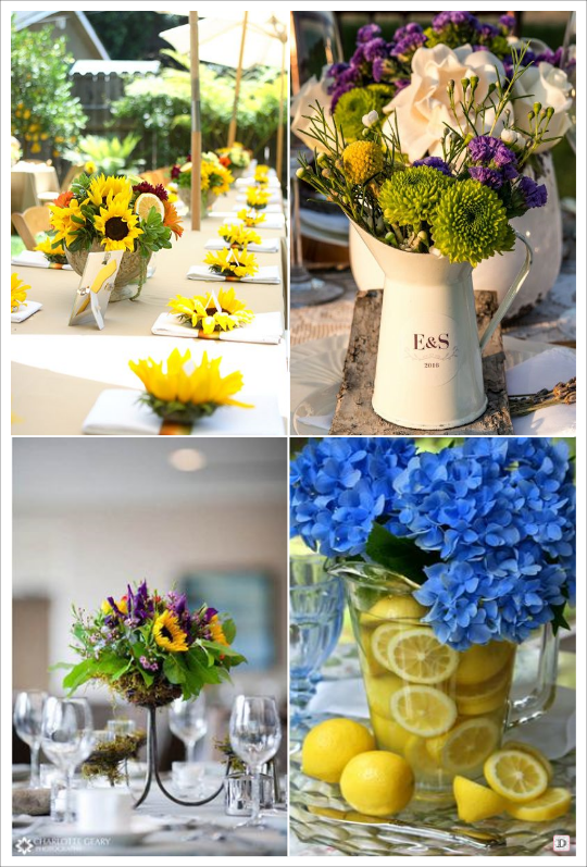 decoration mariage provence centre de table fleur tournesol citron