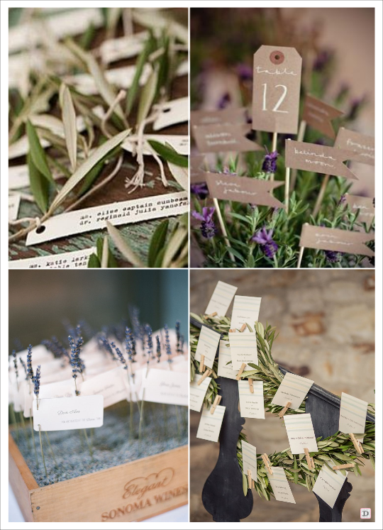 decoration mariage provence escort cards avec lavande laurier olivier