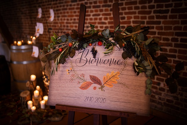 panneau bienvenue mariage d'automne