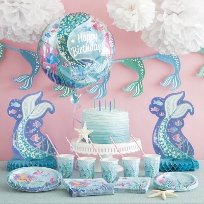 decoration anniversaire sirene vaisselle jetable