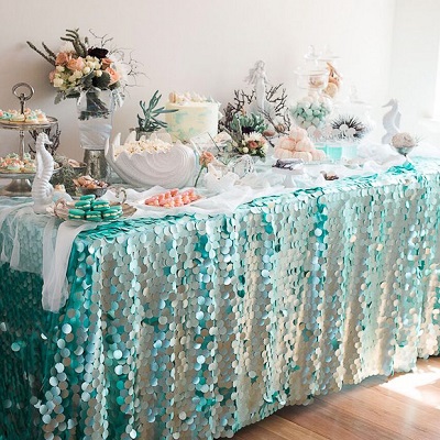 nappe sequins ecaille candy bar theme sirene