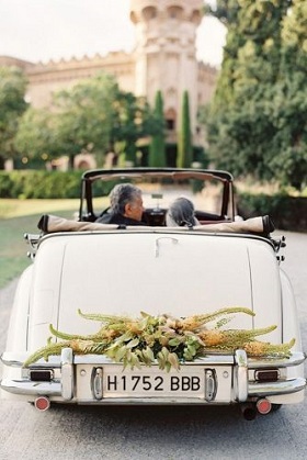 decoration voiture mariage boheme chic fleurs séchées