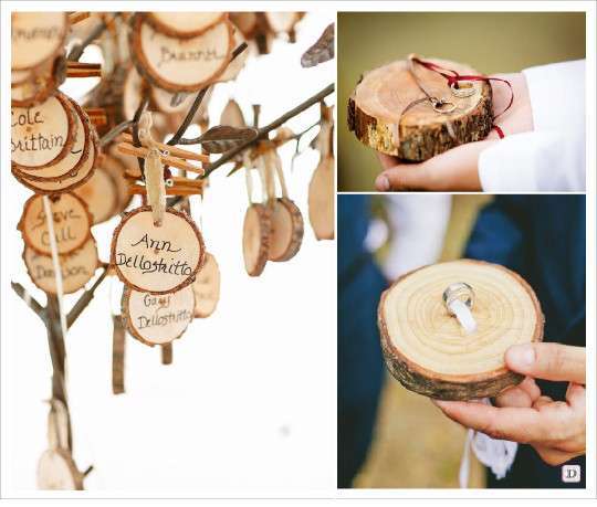 decoration mariage rustique rondin porte alliances bois escort card