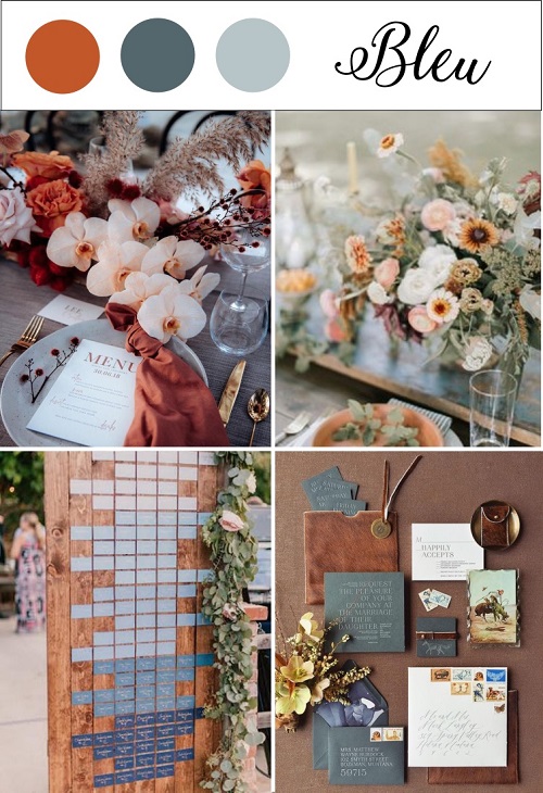 decoration de mariage terracotta bleu gris