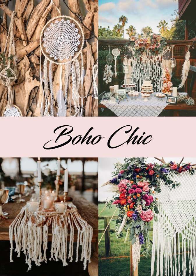 decoration mariage boho chic theme boheme vintage 2020