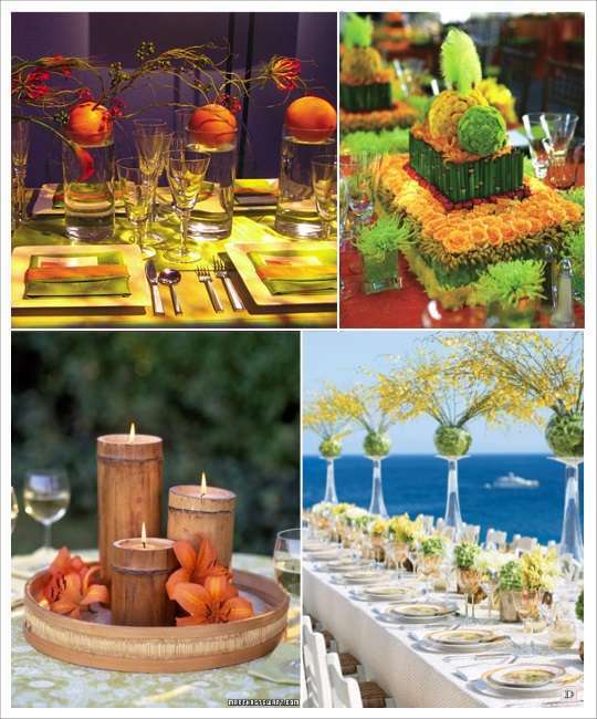 decoration mariage tropical decoration table fleurs exotiques bougie bambou