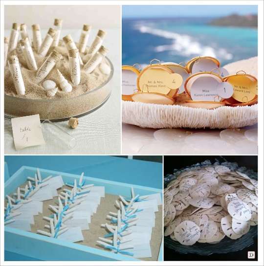 decoration mariage tropical plan de table coquillage eprouvette etoile de mer