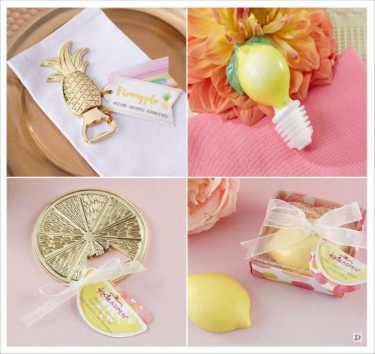 decoration mariage tropical cadeau invités decapsuleur ananas ouvre bouteille citron bouchon stopper citron savon citron