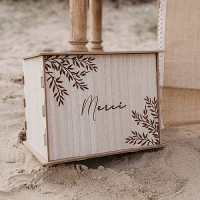 urne mariage coffre en bois vintage