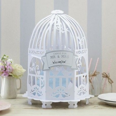 urne mariage cage oiseau en carton