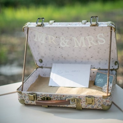 urne mariage valise retro vintage