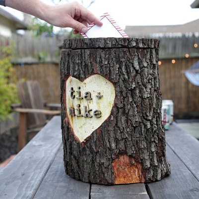 urne mariage tronc d'arbre dIY