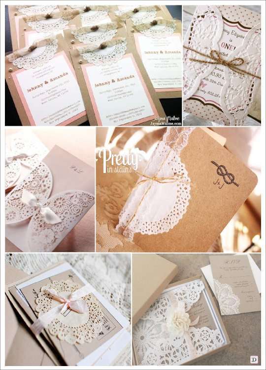 faire part mariage vintage retro napperon dentelle papier