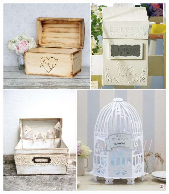 urne mariage retro vintage coffre bois boite aux lettres cage