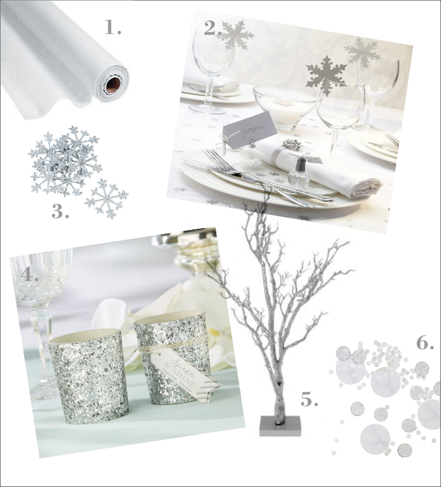 decoration table de noel argent et blanc