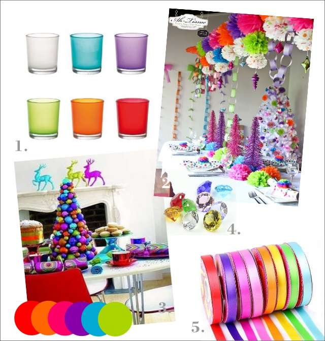 decoration table de noel multicolore