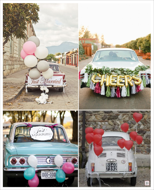 decoration voiture mariage ballons coeur