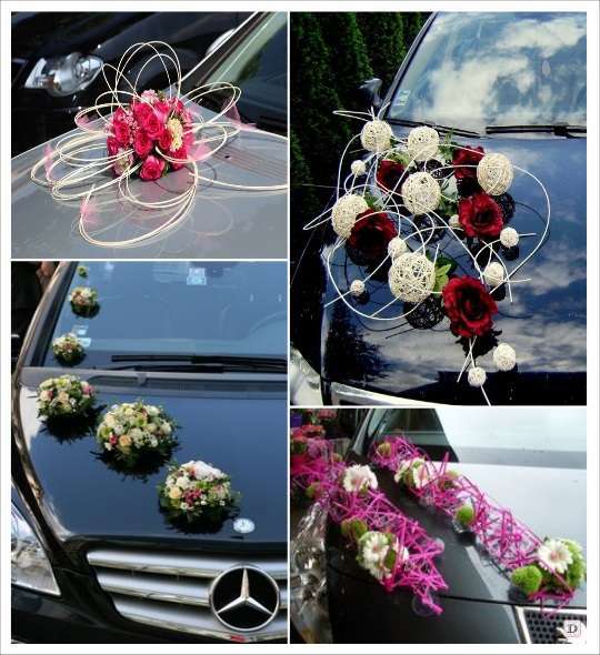 decoration voiture mariage composition florale