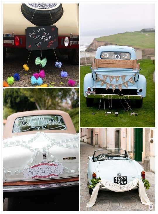 decoration voiture mariage pancarte ardoise banderole
