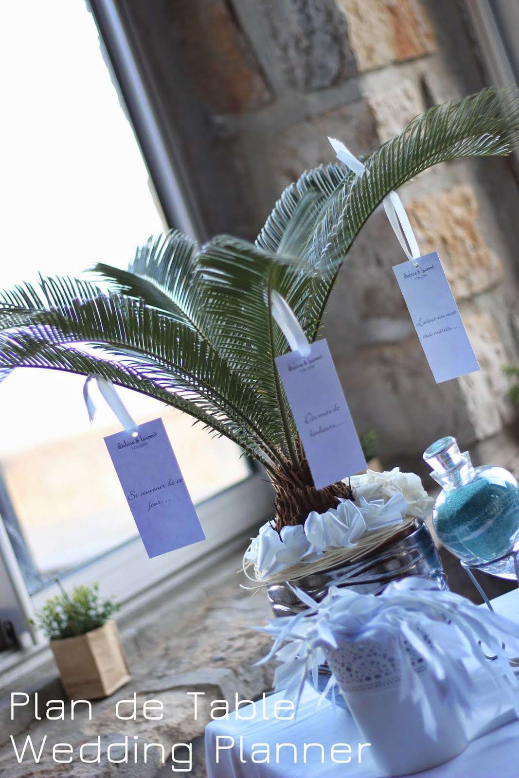 decoration mariage mer plan de table palmier