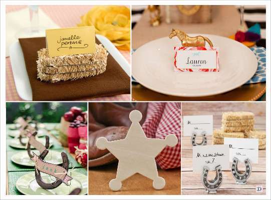 decoration mariage western marque place botte_de paille cheval etoile de sherif fer cheval miniature